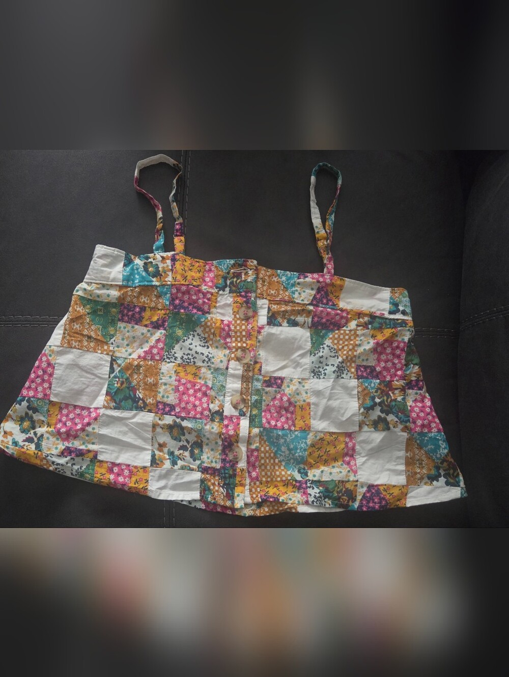 Pilcro Multicolor Patchwork Floral Crop Cami